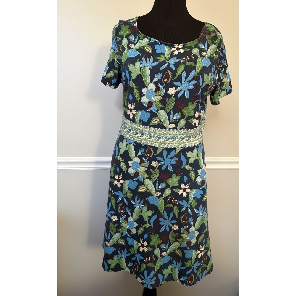 Tory Burch Dress Women's Size XL Multicolor Floral Pima Cotton Pockets Designer